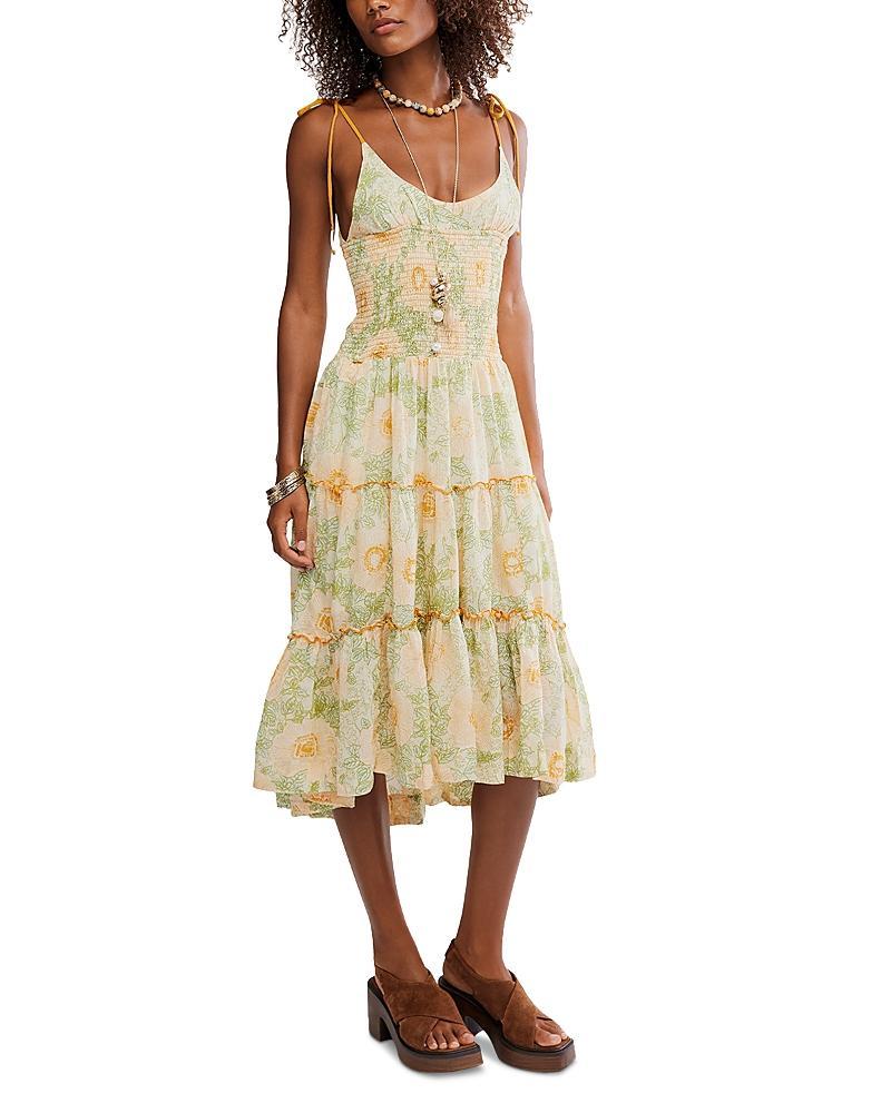 FREE PEOPLE Adriel Floral Print Knee Length Cami Dress In White Product Image
