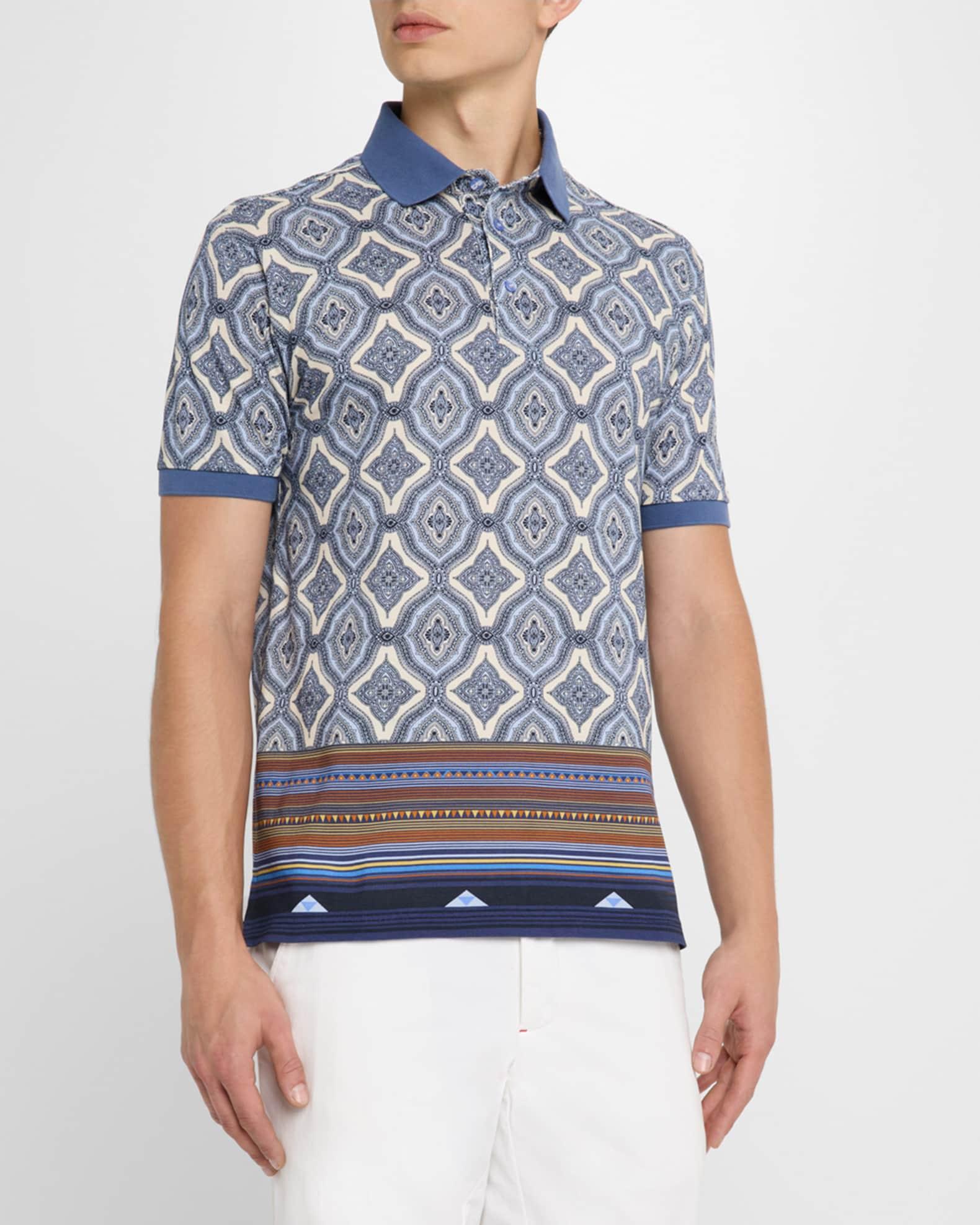 Men's Medallion Stripes Polo Shirt Product Image
