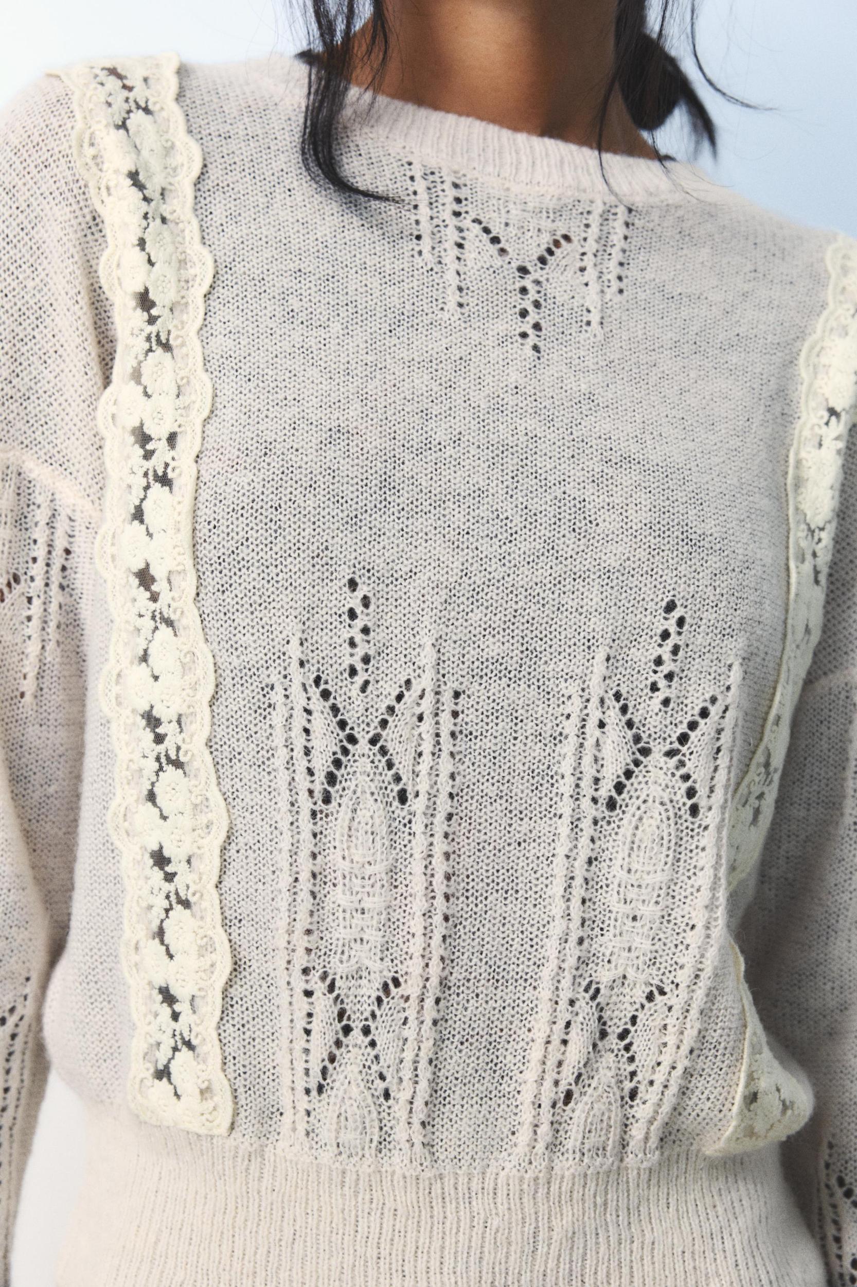 COMBINATION KNIT LACE SWEATER Product Image