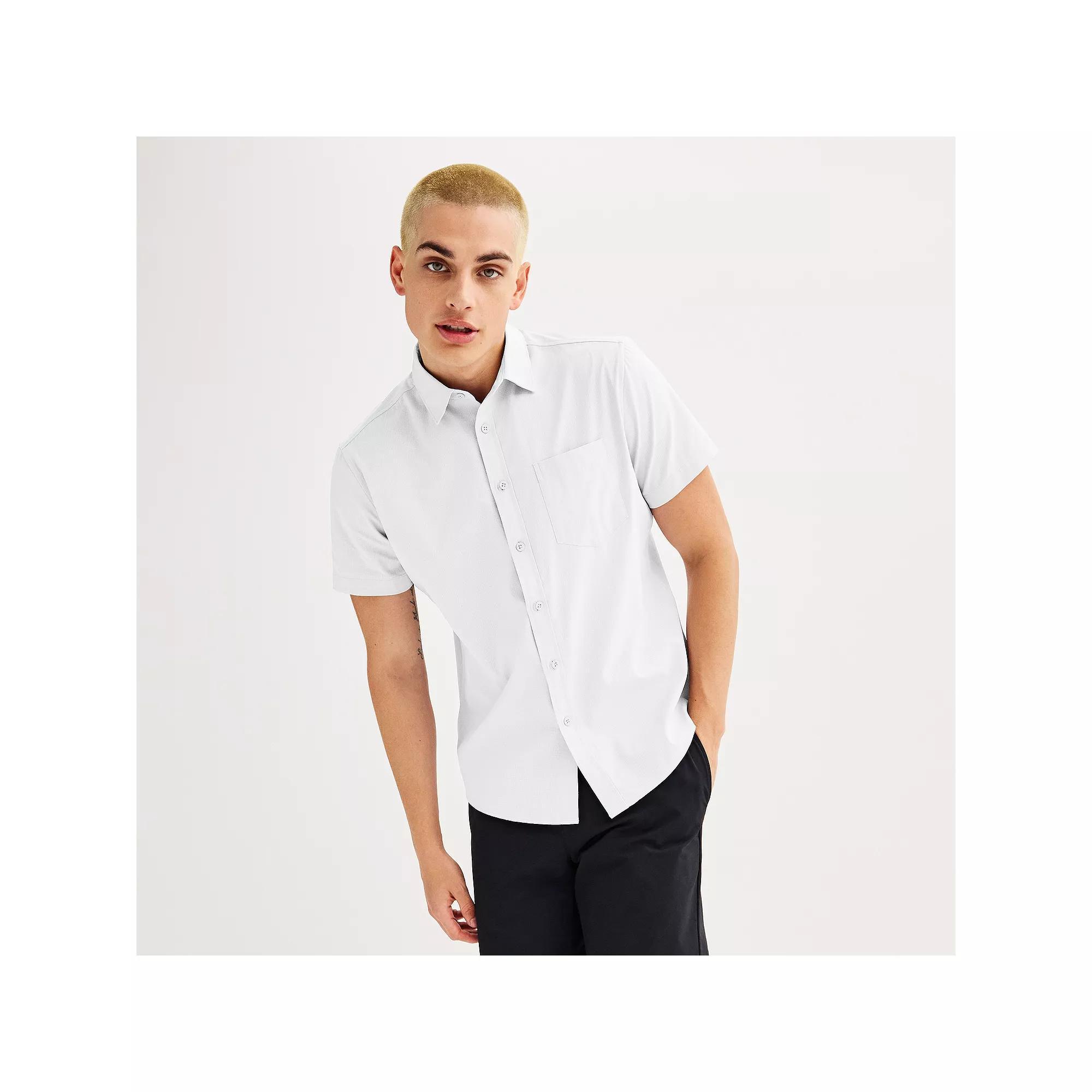 Men's FLX Slim Performance Untucked-Fit Button Down Shirt, Size: Large SLIM, Red Tasting Product Image