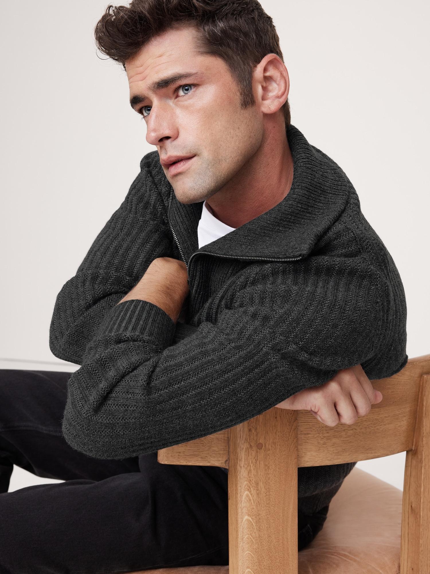 Ribbed Merino Half-Zip Sweater Product Image
