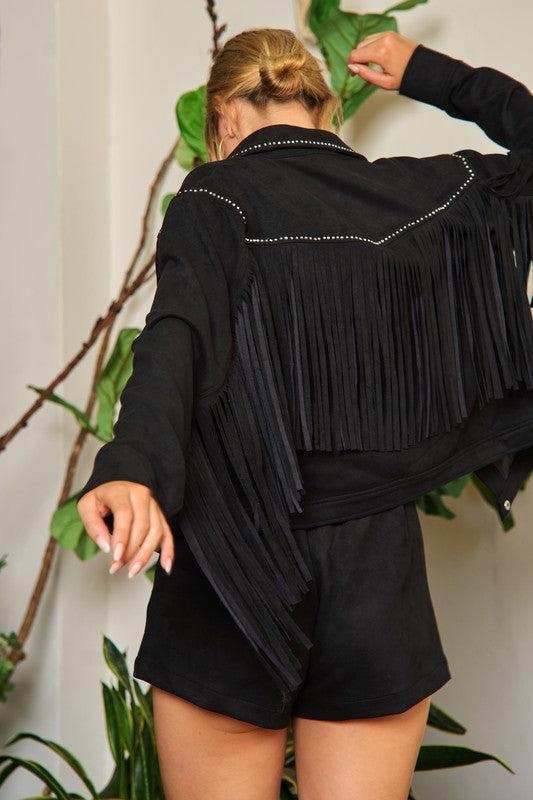 Suede studded fringe jacket PLUS JJO5009P Product Image