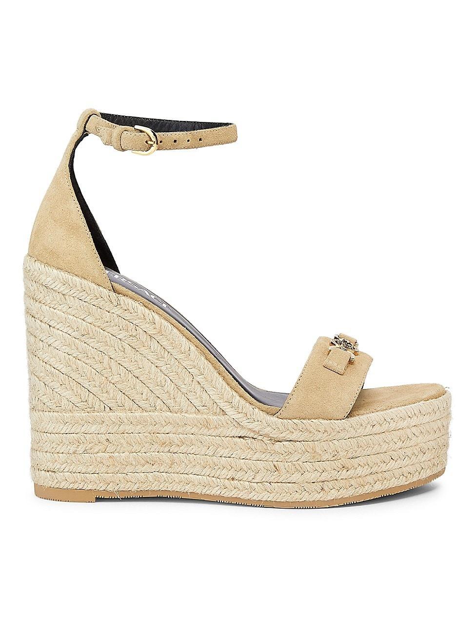 Versace Womens Embellished Espadrille Platform Wedge Sandals Product Image