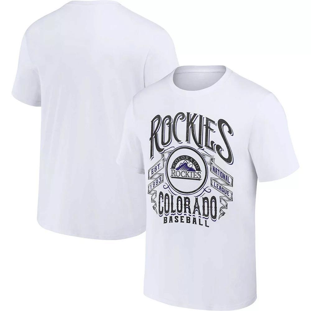 Men's Darius Rucker Collection by Fanatics White Colorado Rockies Distressed Rock T-Shirt, Size: Small Product Image