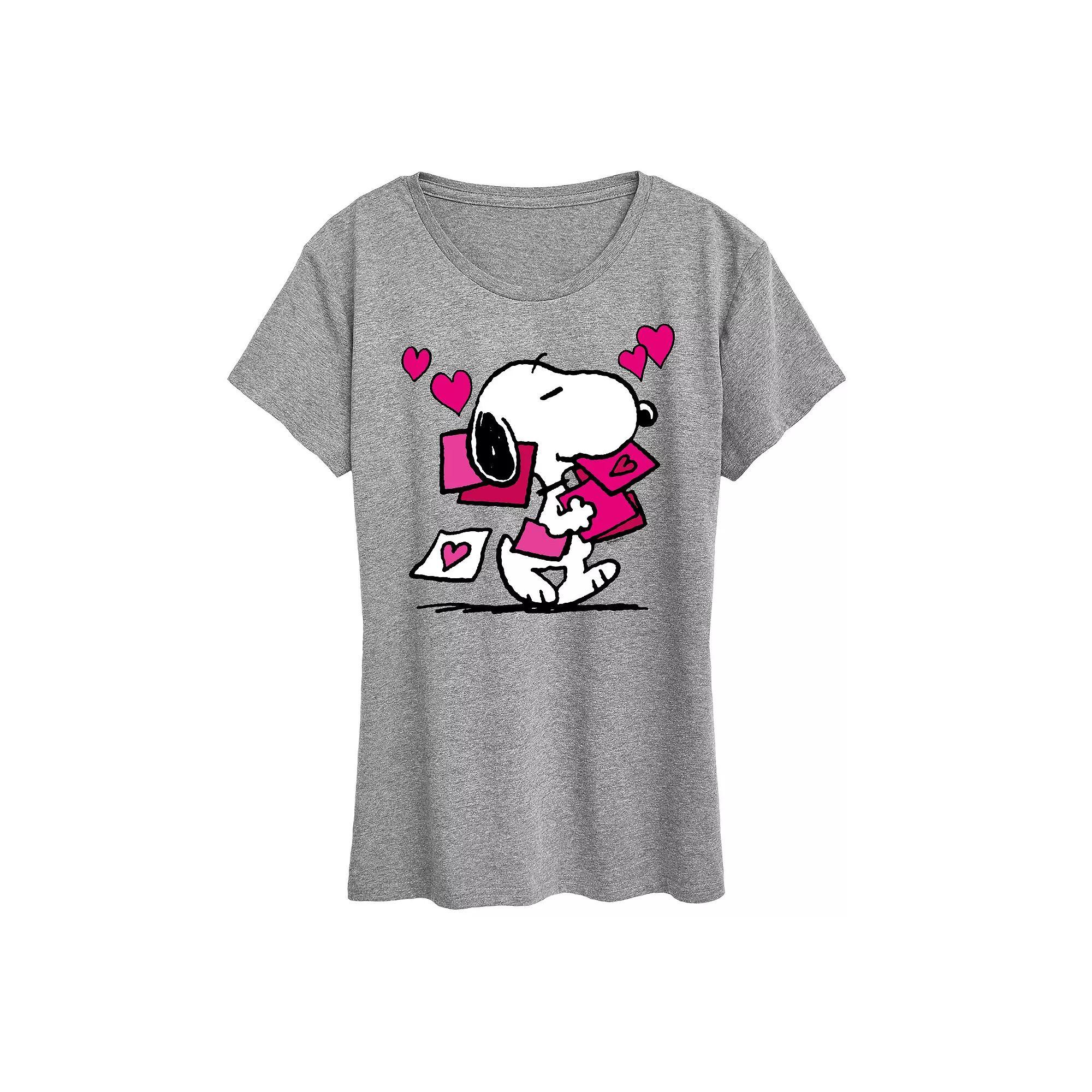 Womens Peanuts Snoopy Valentines Cards Graphic Tee Product Image