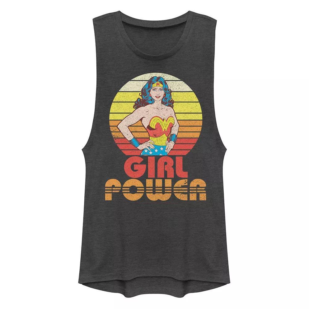 Juniors' DC Comics Wonder Woman "Girl Power" Muscle Graphic Tank Top, Girl's, Size: XXL, Grey Product Image