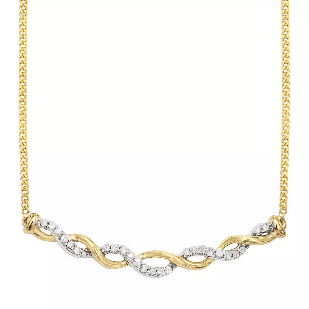 Two Tone Sterling Silver 1/8 Carat. T.W. Diamond Necklace, Women's, Size: 18", Yellow Rhodium Over Product Image