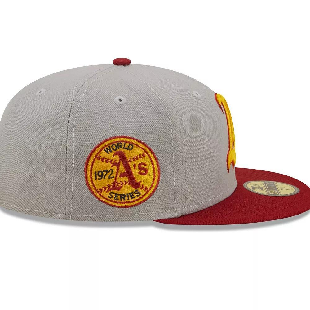 Men's New Era Gray/ Oakland Athletics  Navy Undervisor 59FIFTY Fitted Hat, Size: 7 7/8, Grey Product Image