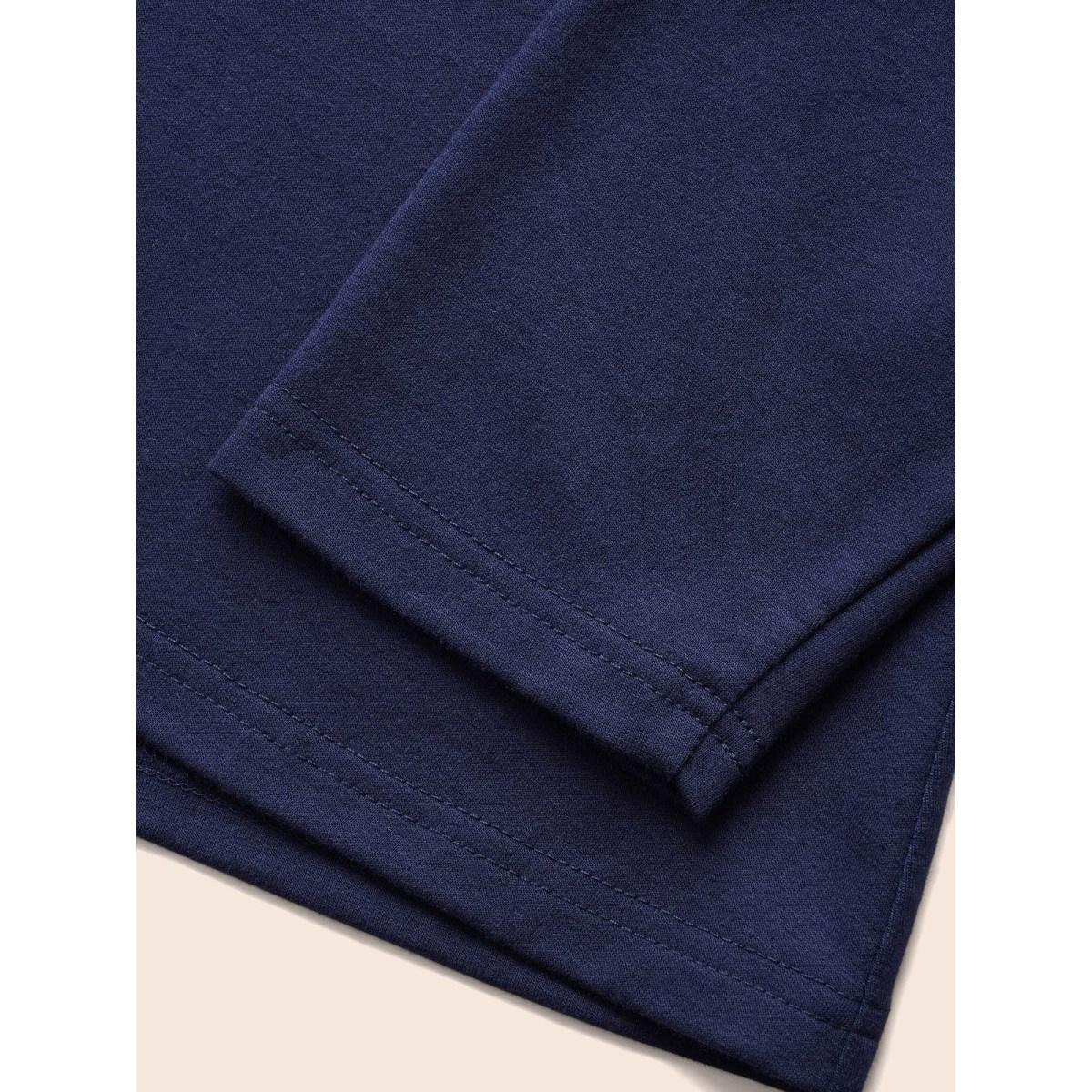 Plus Size Plain Wrap Hem Turtleneck Sweatshirt Women Gray Elegant Wrap Turtleneck Dailywear Sweatshirts BloomChic 30/6X Product Image