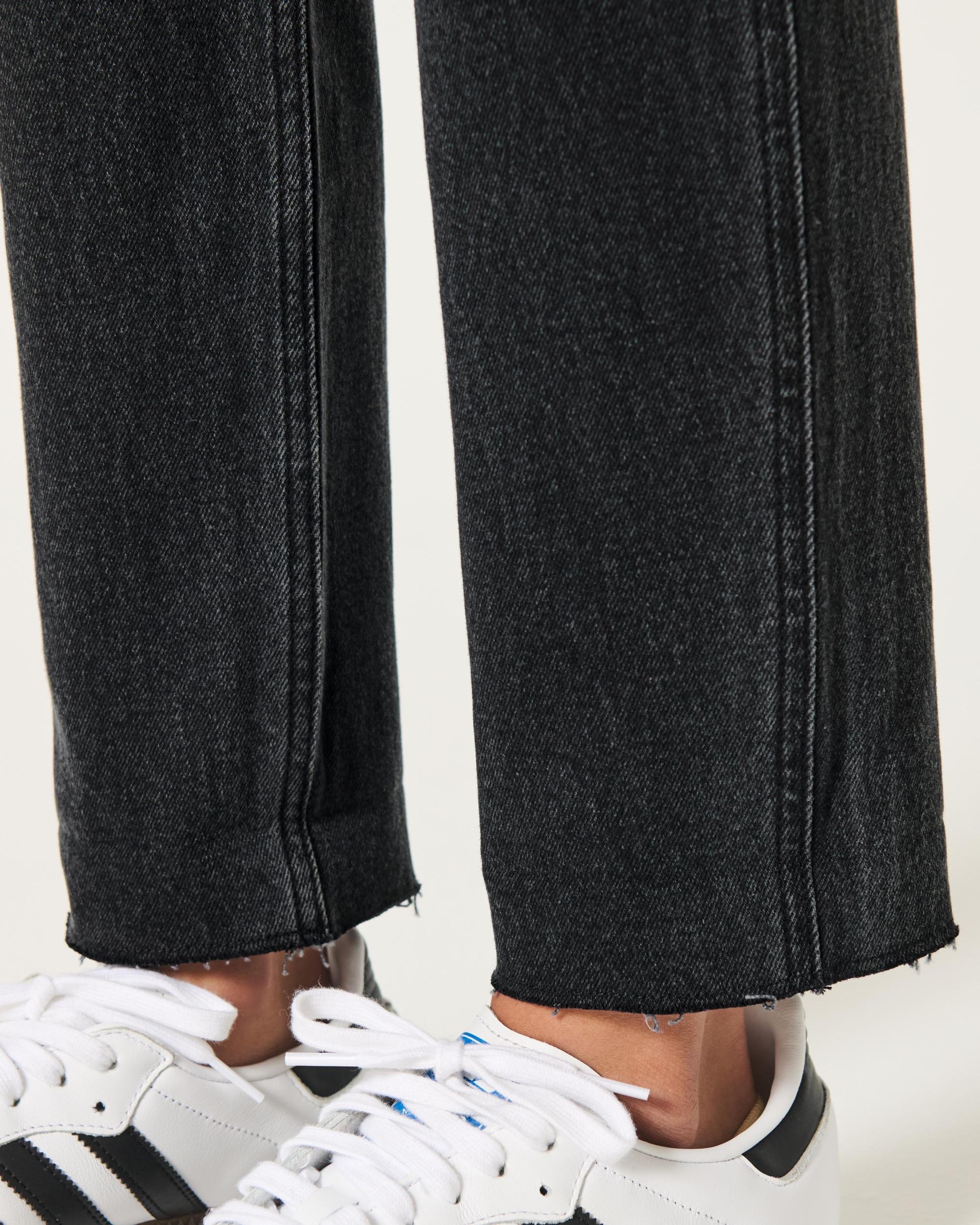 Ultra High-Rise Washed Black Mom Jeans Product Image