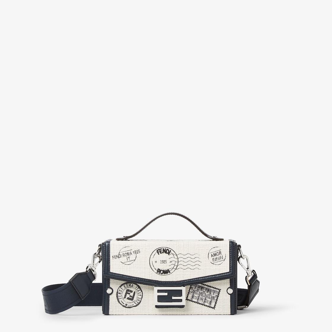 Soft Trunk BaguetteWhite canvas printed bag Product Image