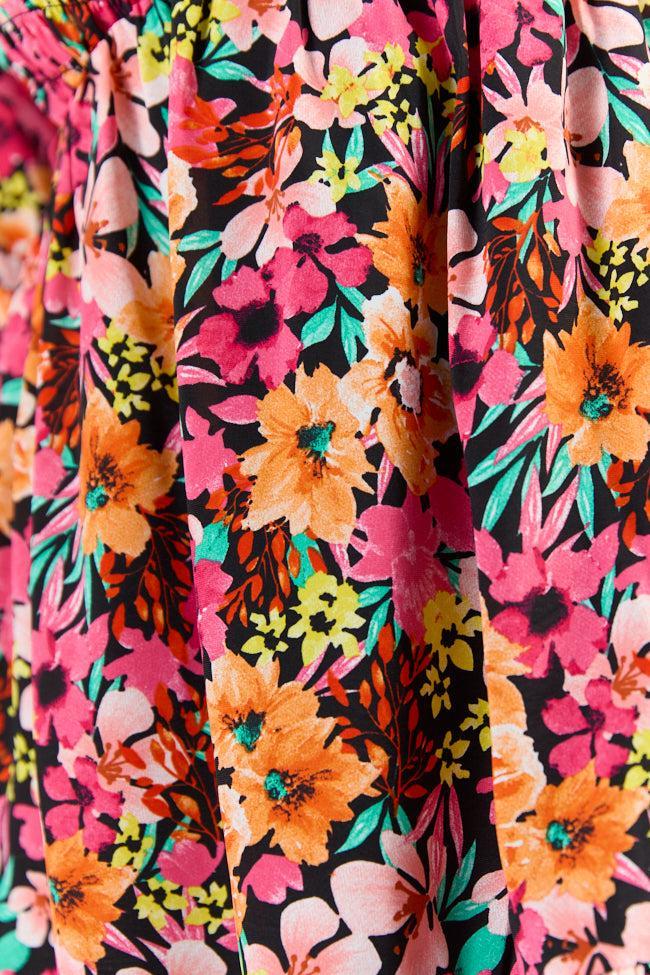 Here We Are Black Multi Floral Mini Dress FINAL SALE Product Image