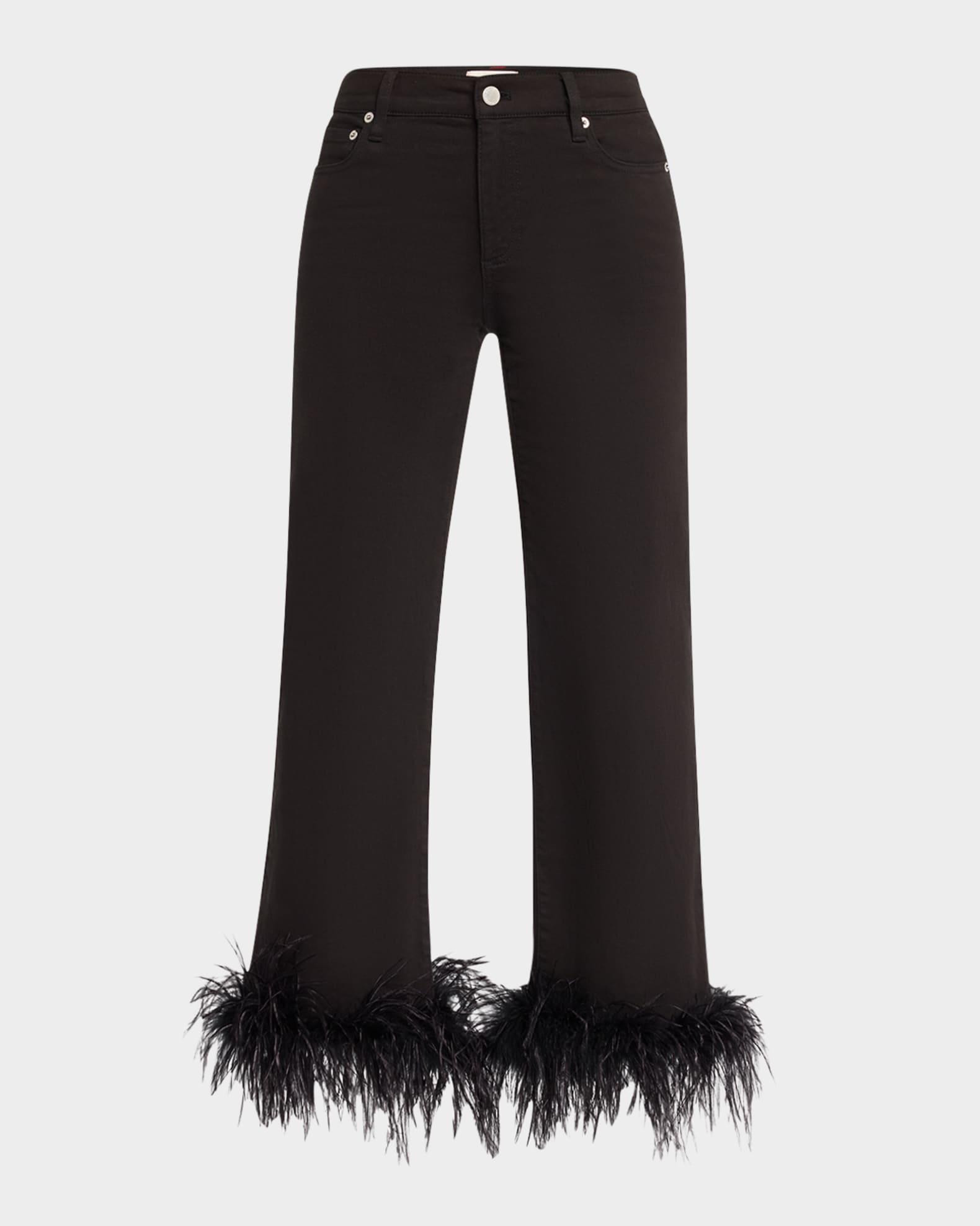 Roxie Low-Rise Flare Cropped Jeans with Feather Cuffs Product Image