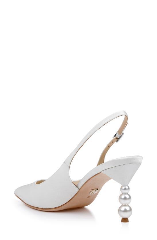 BADGLEY MISCHKA Indie Pointed-toe Pearl Heels In White Crepe Product Image