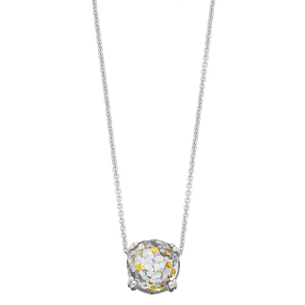 Aleure Precioso Sterling Silver Glitter Pendant Necklace, Women's, Size: 18", Silver Tone Team Product Image