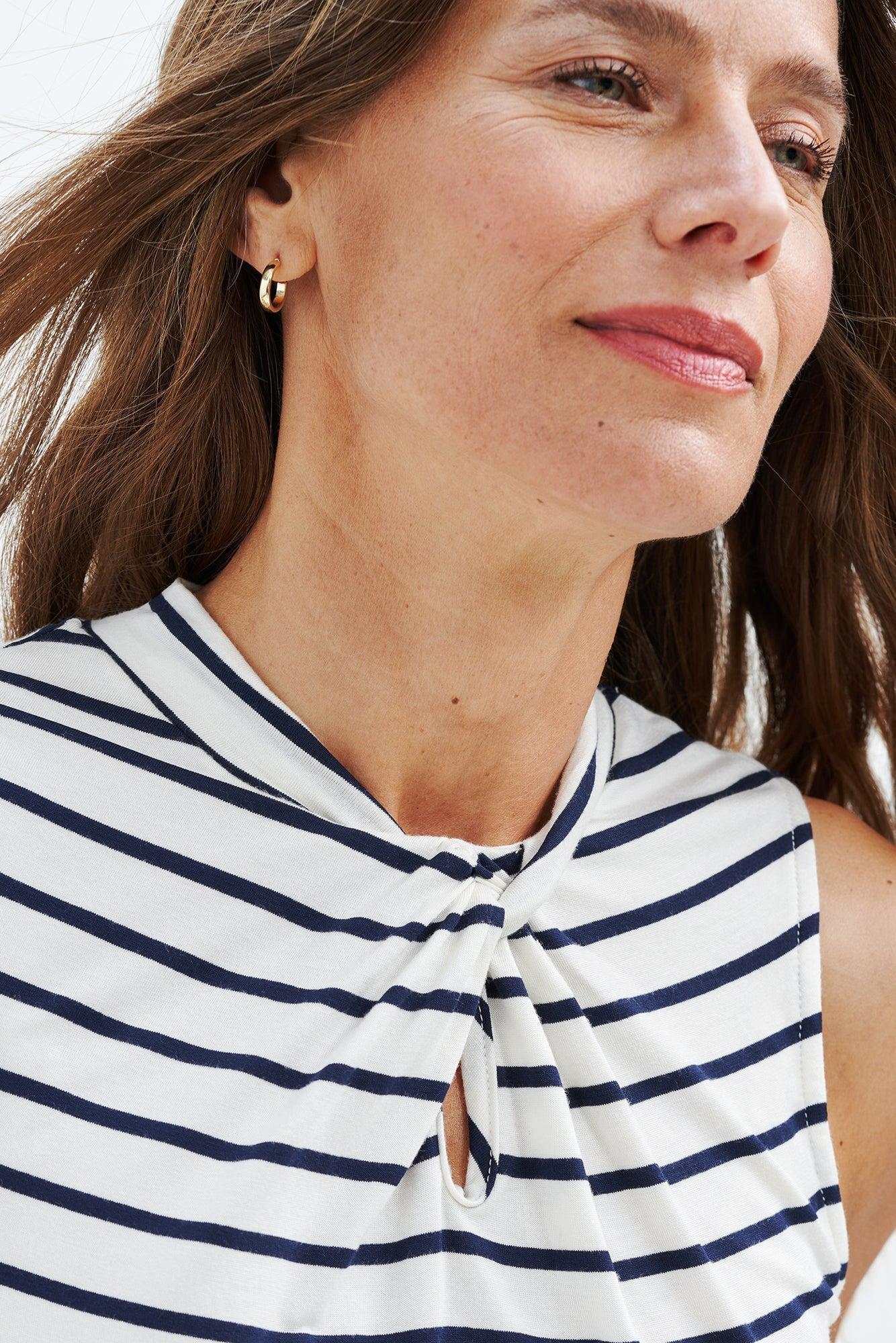Victoria Modal Top - Marine Stripe - ReAmour Product Image