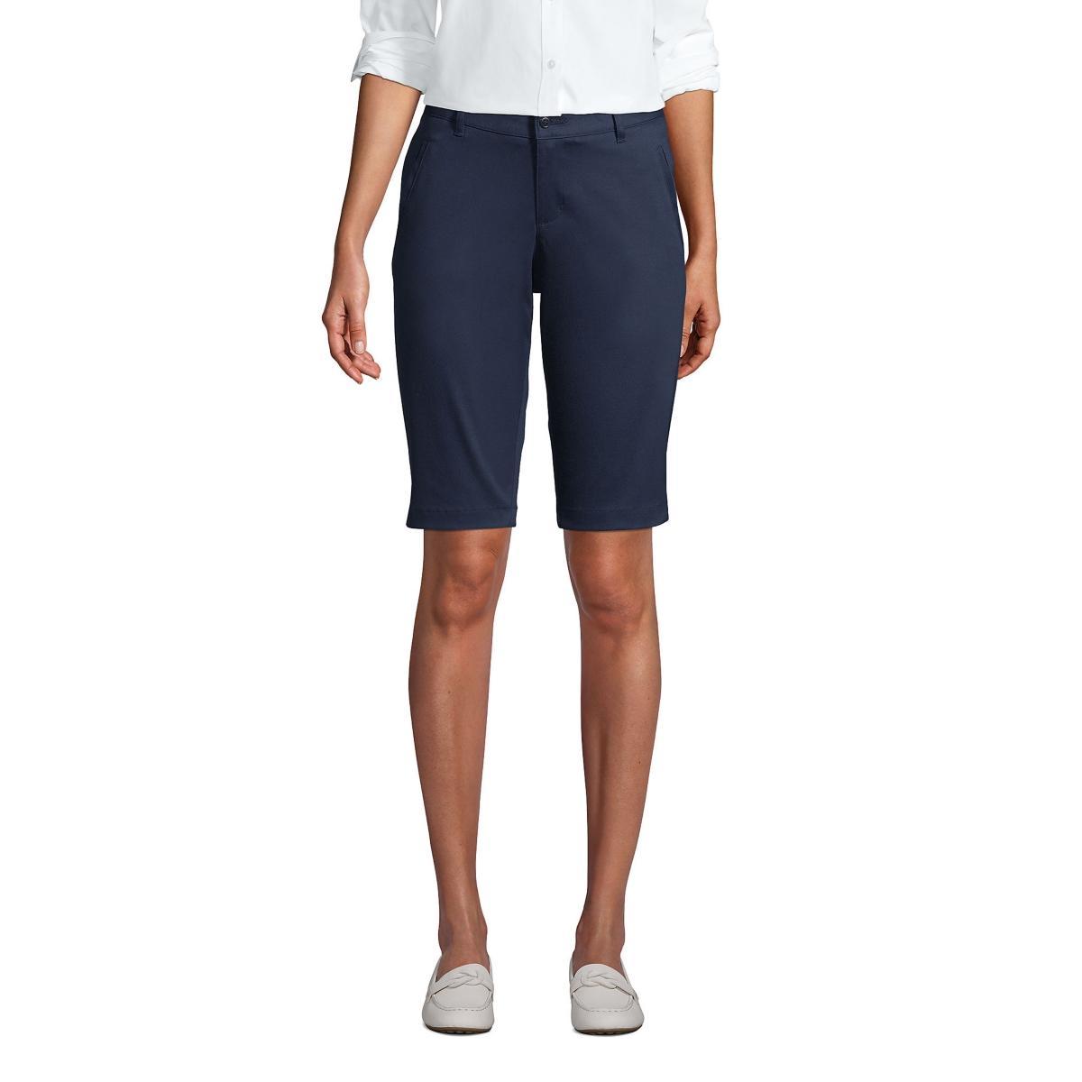 Women's Lands' End Stretch Chino Bermuda Shorts, Size: 10, Green Product Image