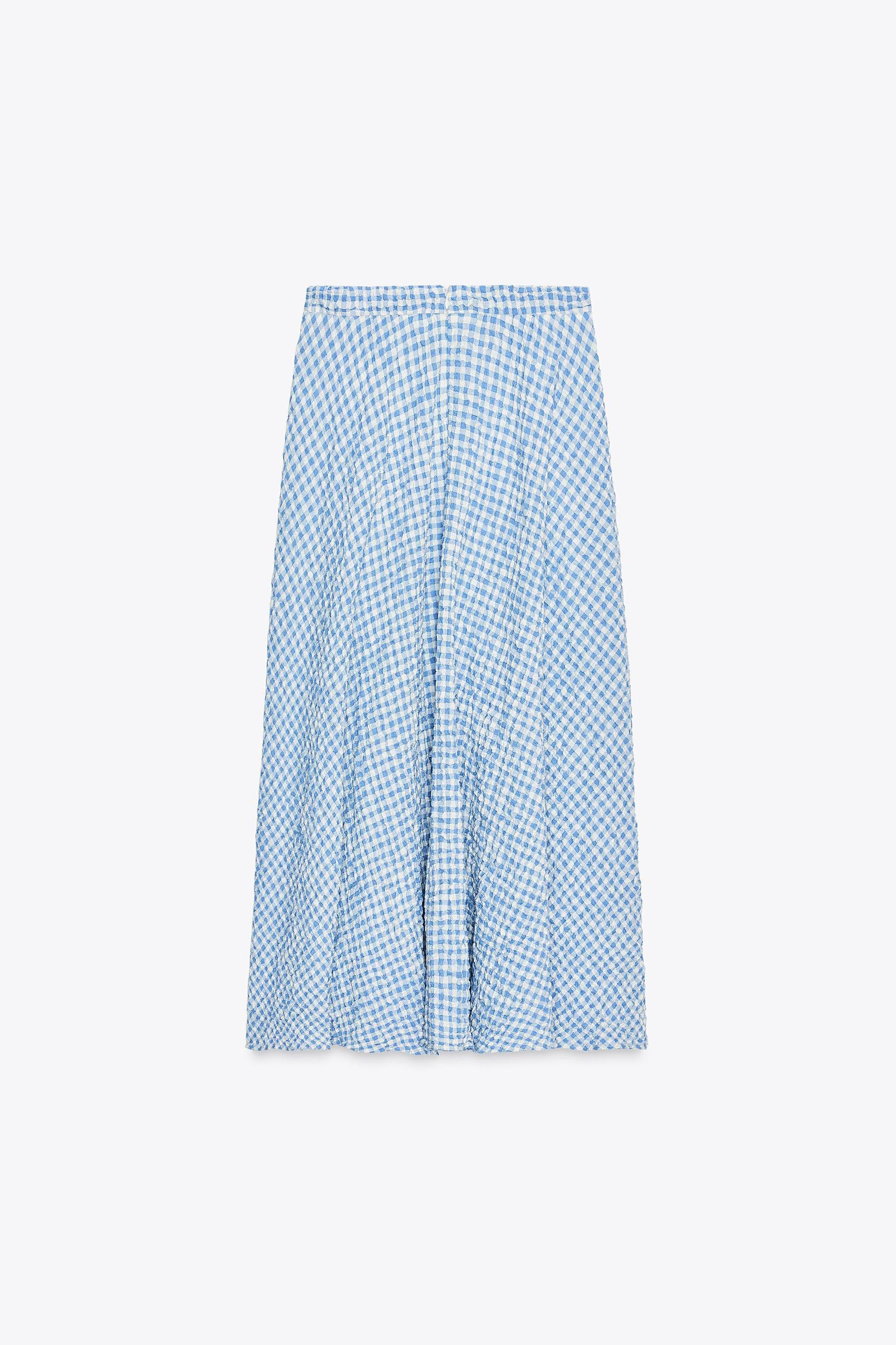 GINGHAM MIDI FLARED SKIRT Product Image
