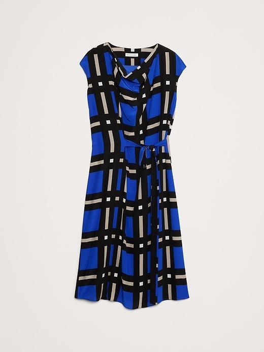 Matte Silk Cowl-Neck Shift Dress Product Image