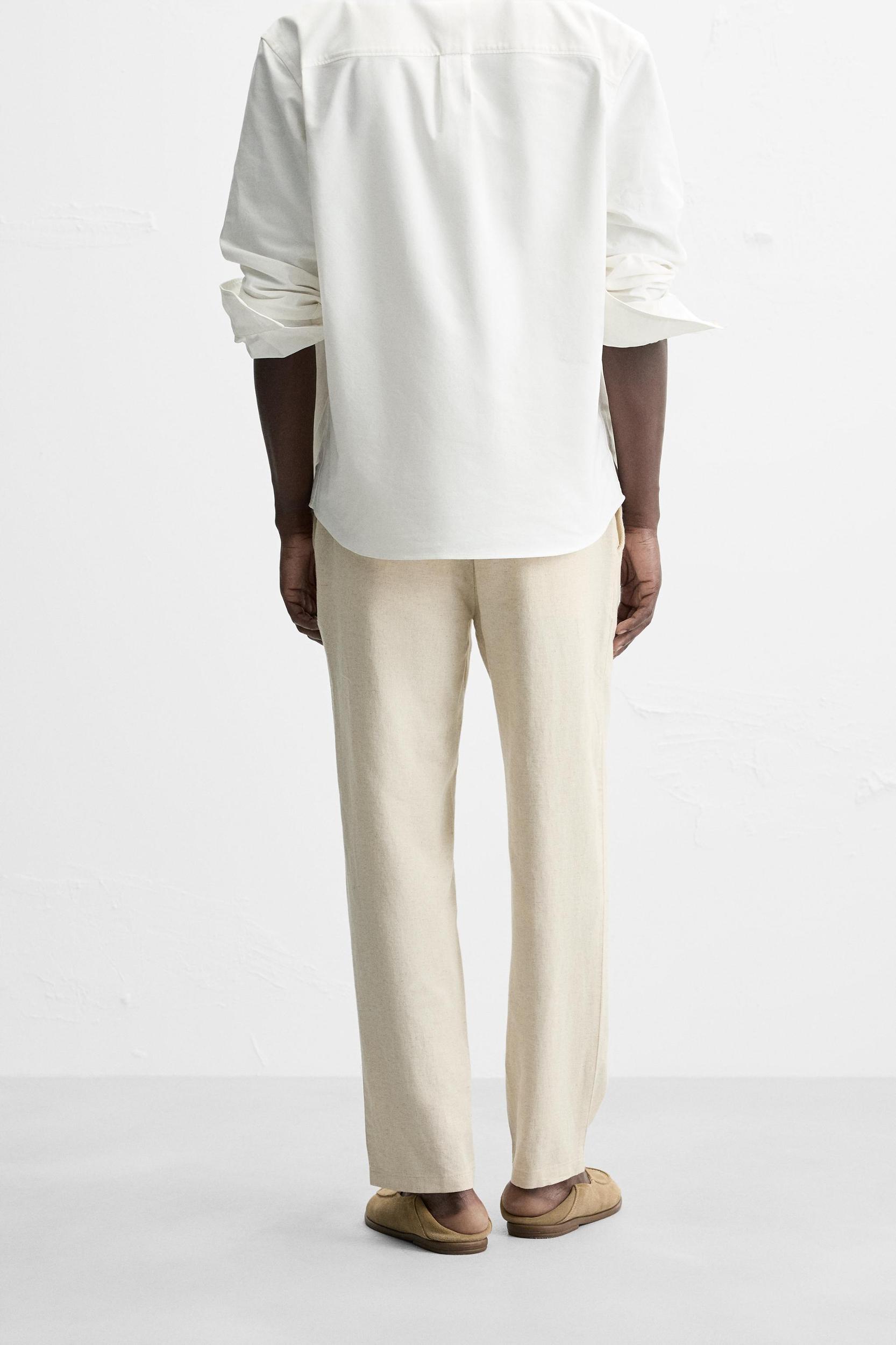 RELAXED FIT COTTON LINEN PANTS Product Image