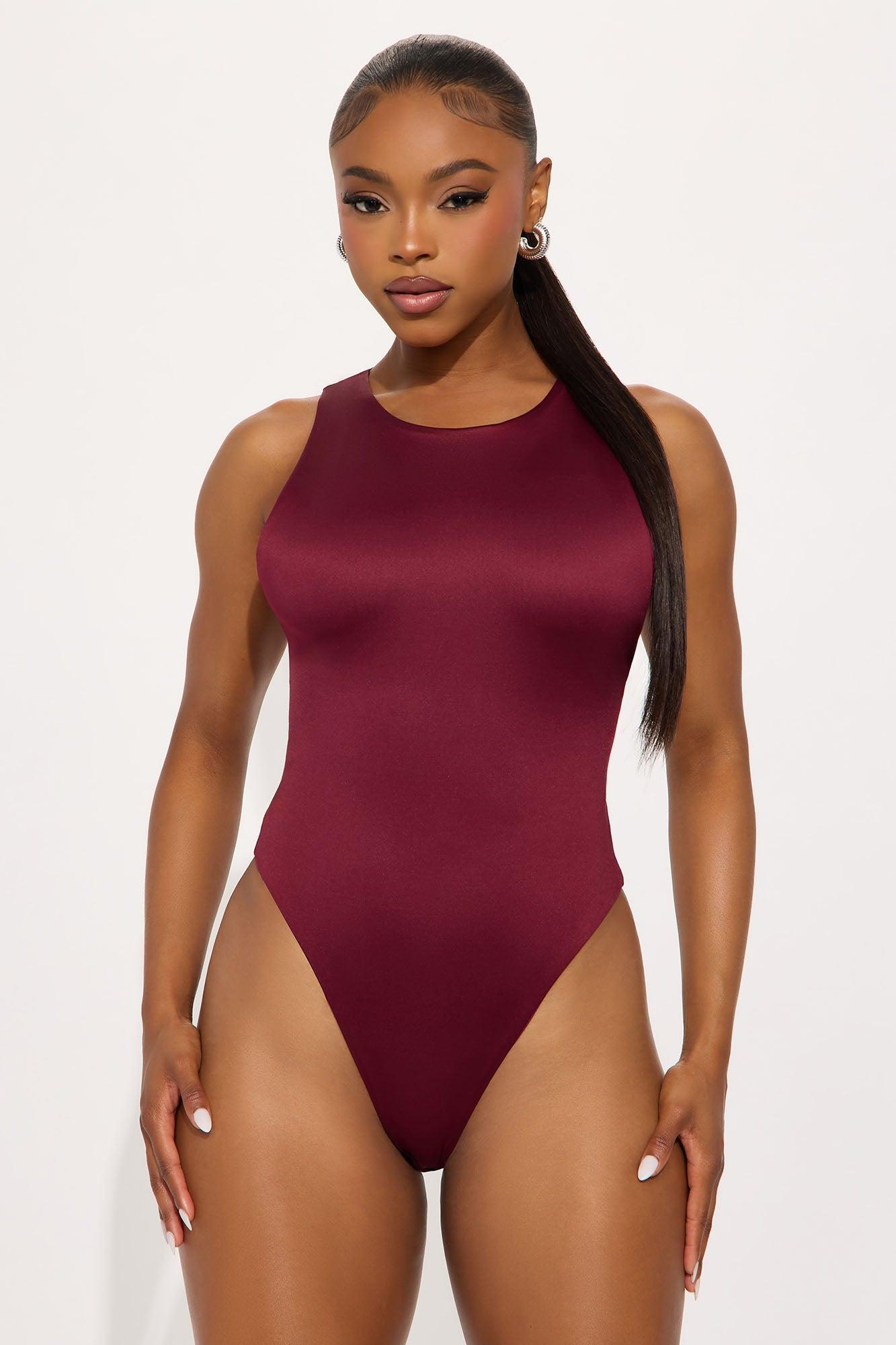 Contour Double Lined Scoop Neck Bodysuit - Wine Product Image