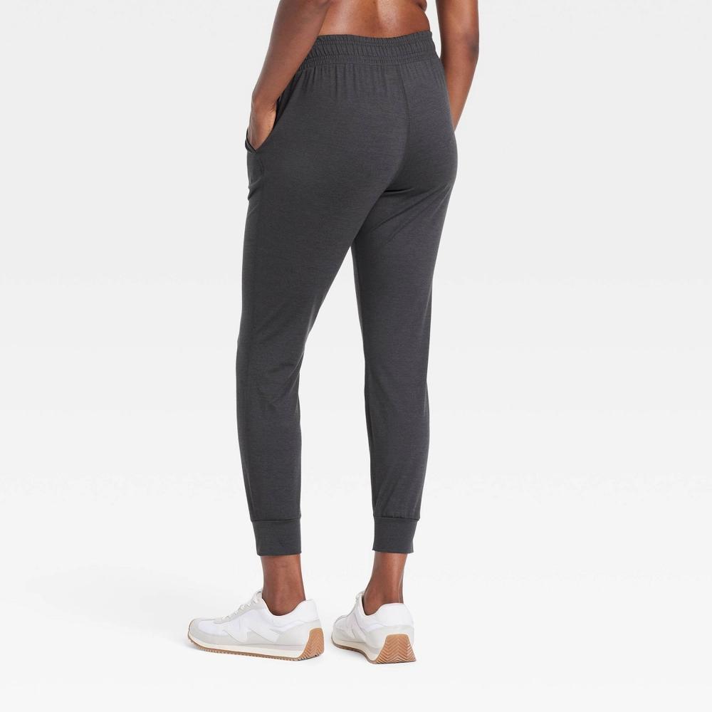 Womens Soft Stretch Mid-Rise Joggers - All In Motion Heathered Black XL: Moisture Wicking, Quick Drying Product Image