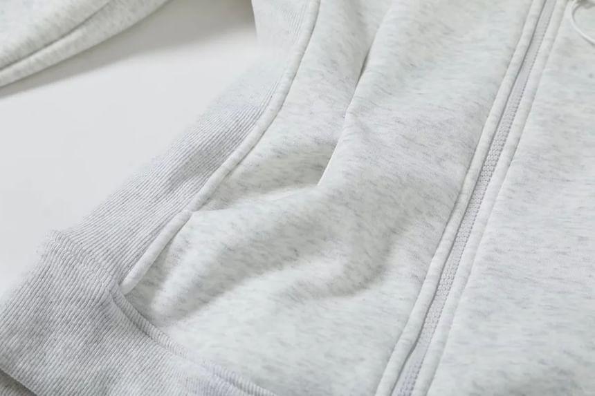 Hooded Plain Zip-Up Jacket Product Image
