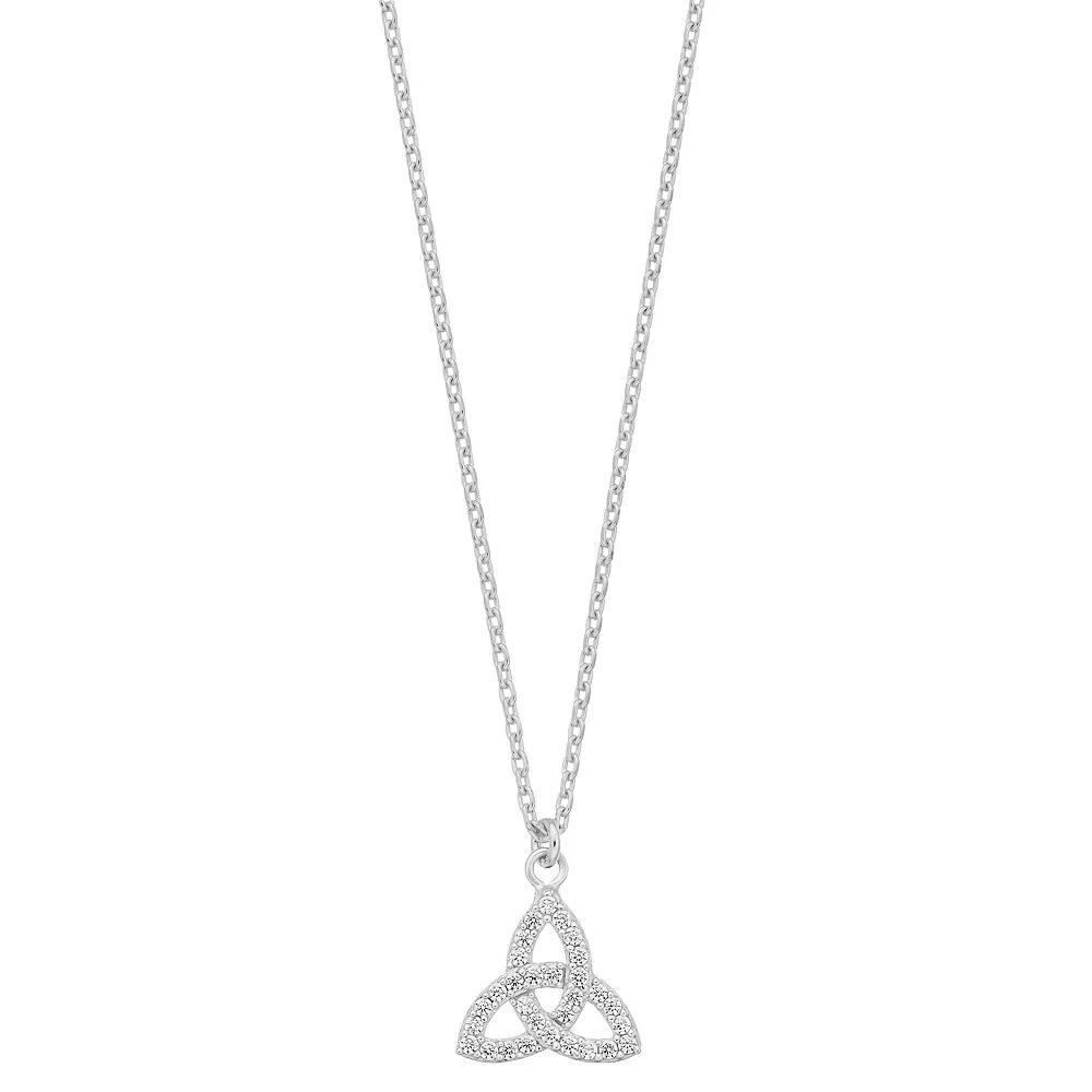 Sterling Silver Cubic Zirconia Trinity Knot Pendant Necklace, Women's, Size: 18" Product Image