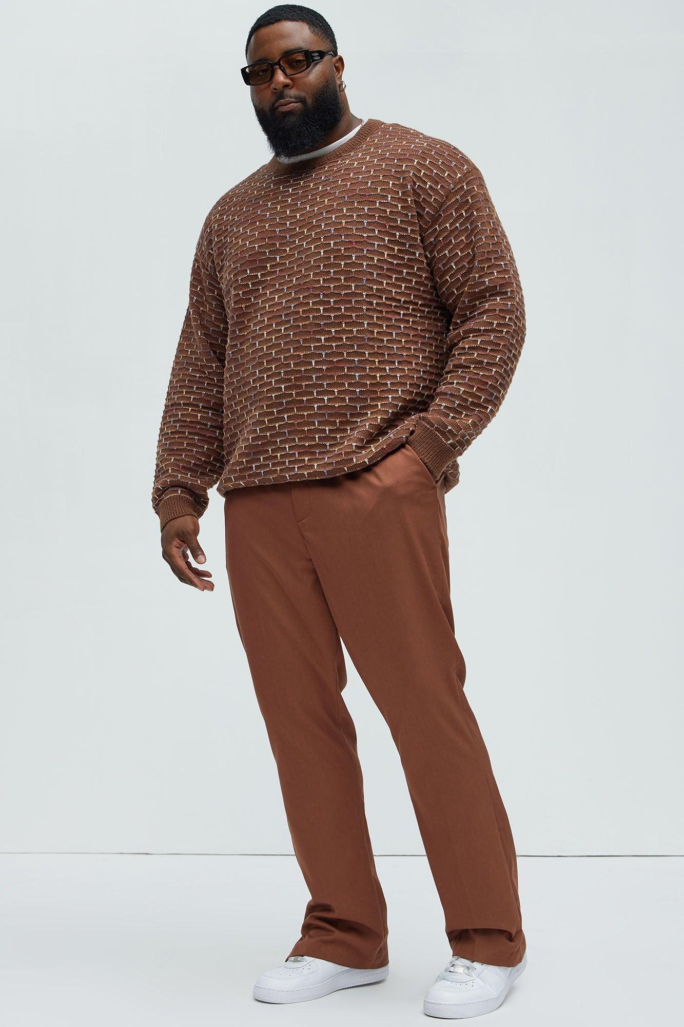 Know Your Worth Textured Sweater - Brown Combo Product Image