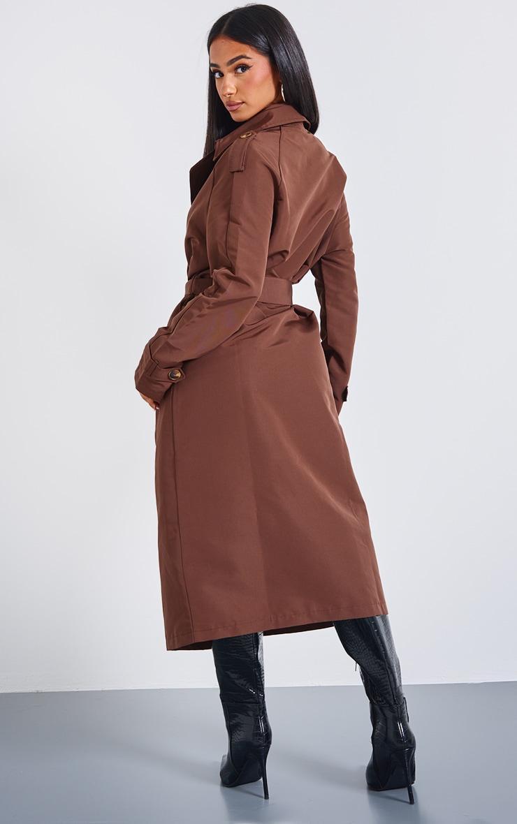 Petite Chocolate Oversized Trench Coat Product Image