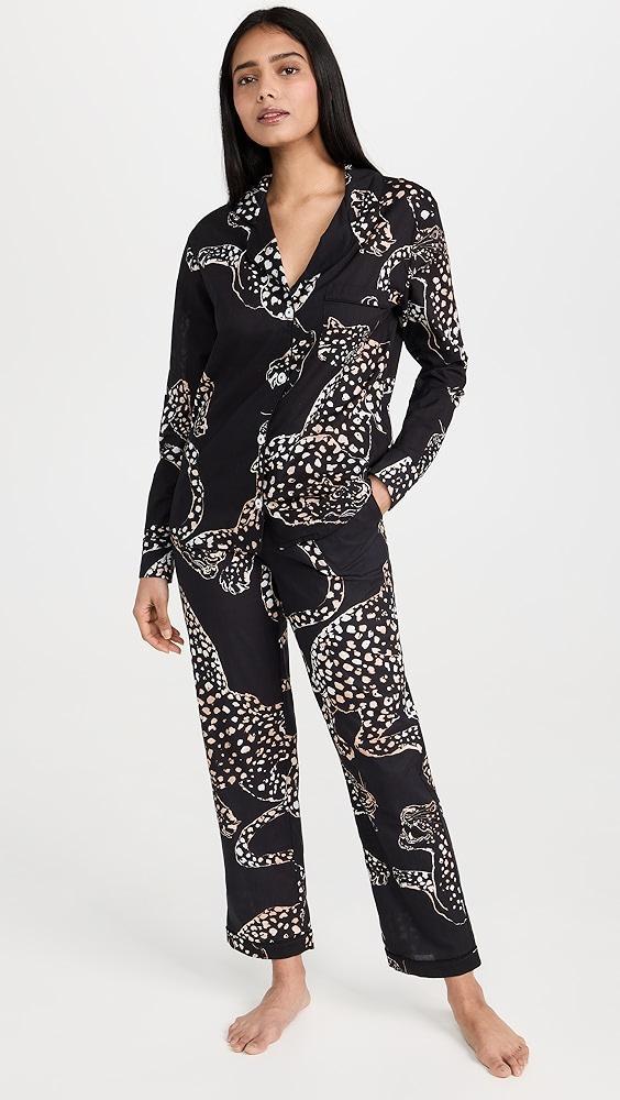 Desmond & Dempsey Womens Long Sleeve Jaguar Pajama Set | Shopbop Product Image