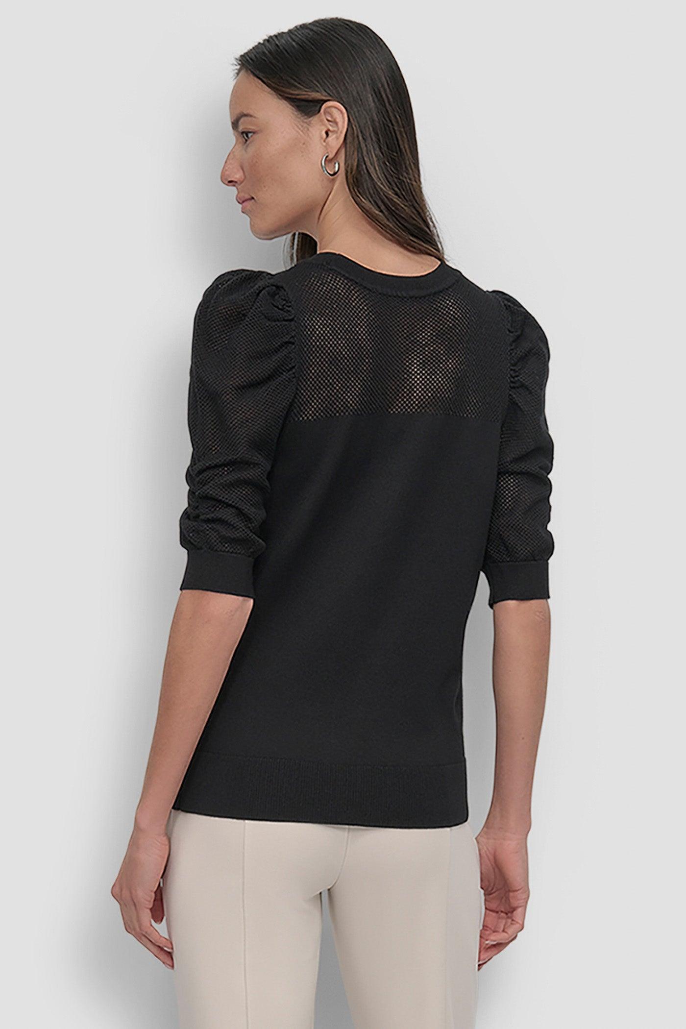 SHORT SLEEVE CREWNECK TWIST SLEEVE SWEATER Product Image