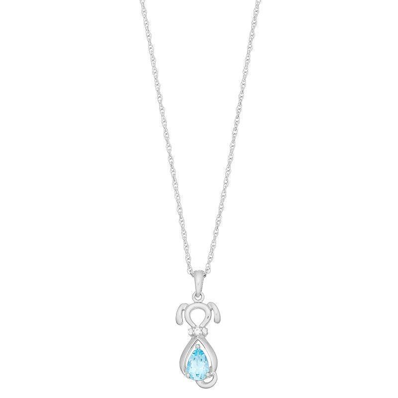 Sterling Silver Gemstone & Lab-Created White Sapphire Dog Pendant, Women's, Size: 18", Purple Product Image