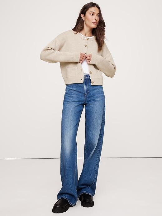 Merino Cropped Cardigan Sweater Product Image