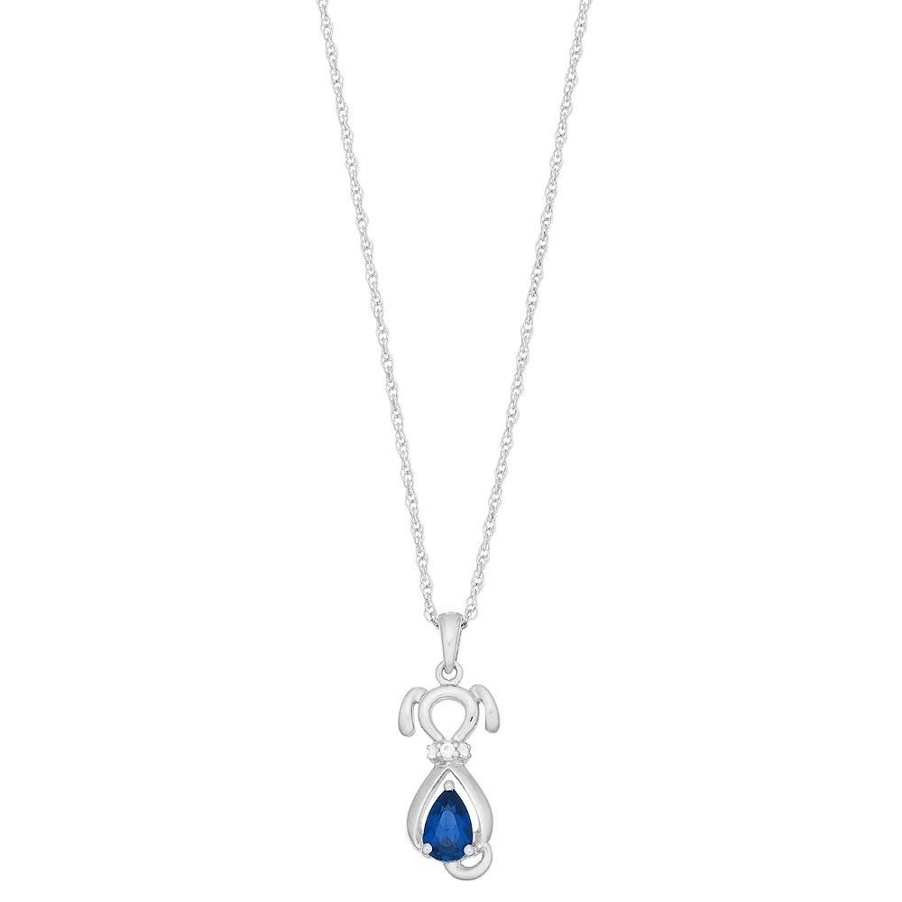 Sterling Silver Gemstone & Lab-Created White Sapphire Dog Pendant, Women's, Size: 18", Purple Product Image