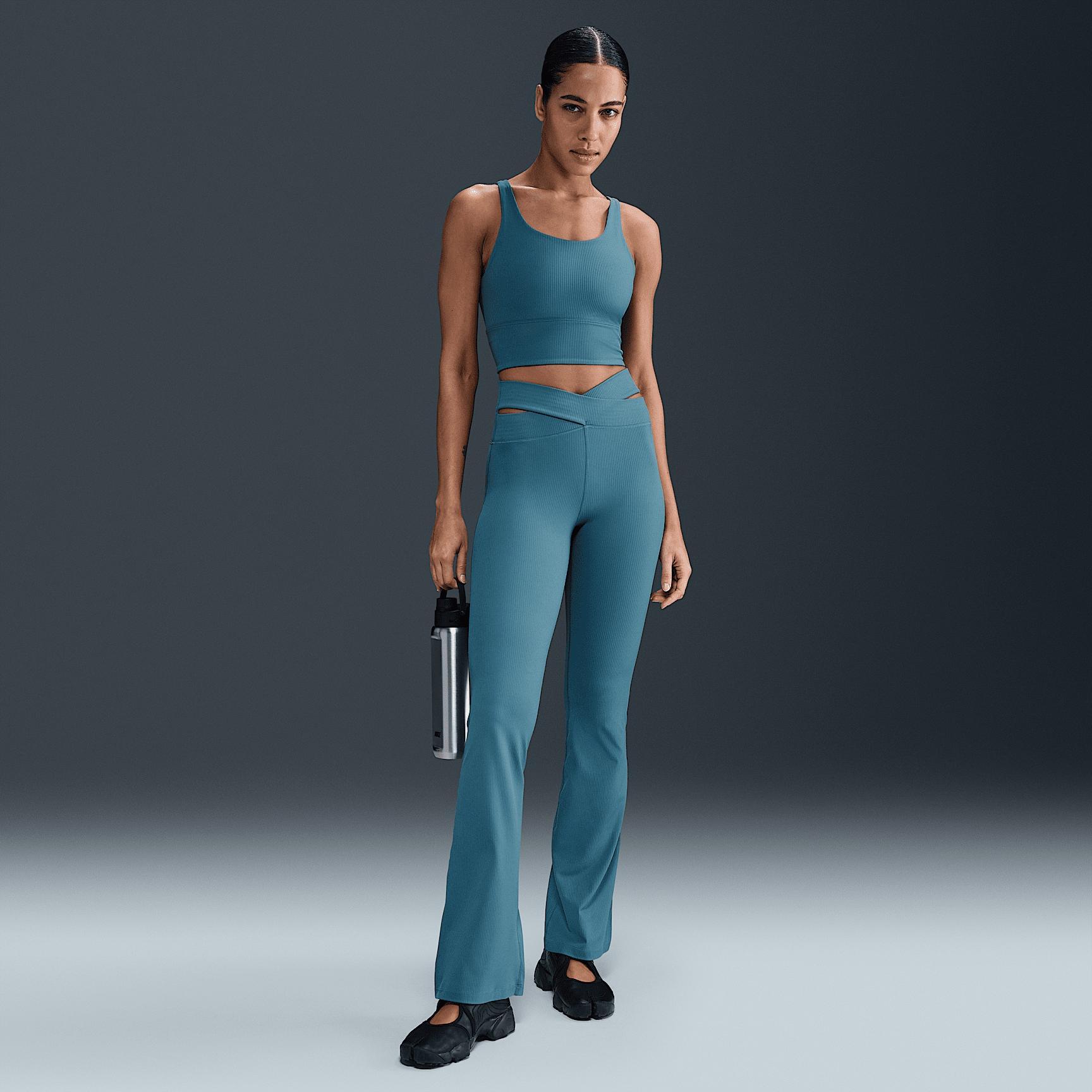 Nike Zenvy Rib Women's Gentle-Support High-Waisted Flared Leggings Product Image