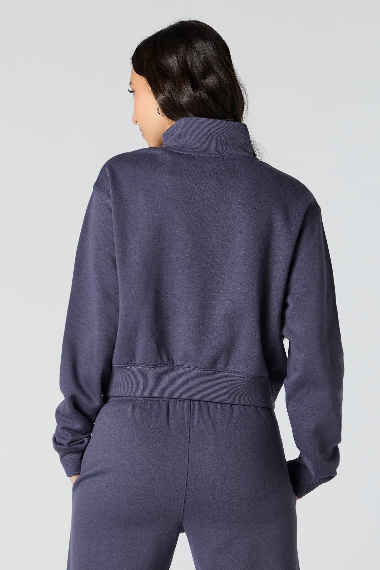 Embroidered Half Zip Fleece Sweatshirt Female Product Image