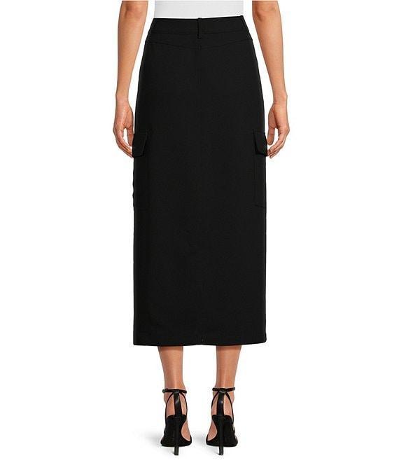 Gianni Bini Dani Crepe High Waist Cargo Front Slit Pencil Maxi Skirt Product Image