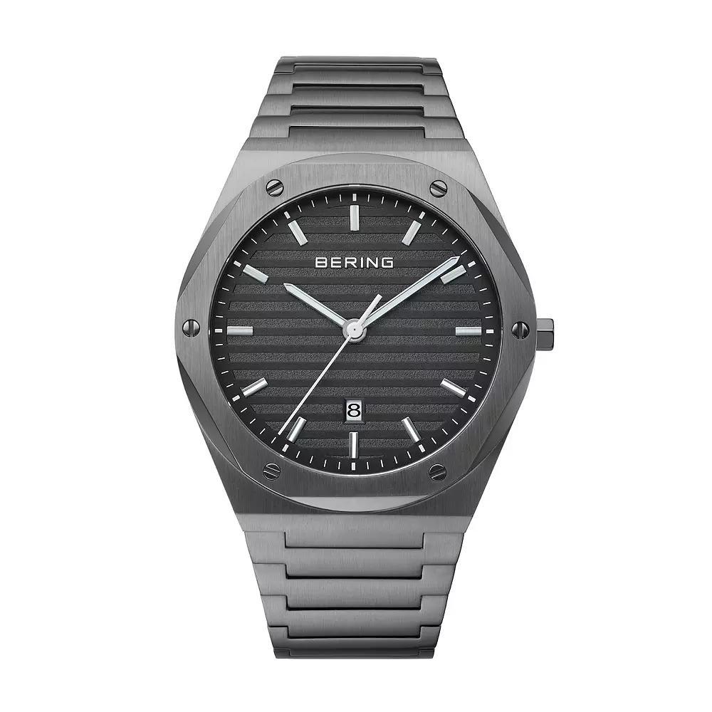 BERING Men's Gray Stainless Steel Classic Link Bracelet Watch, Size: Large Product Image