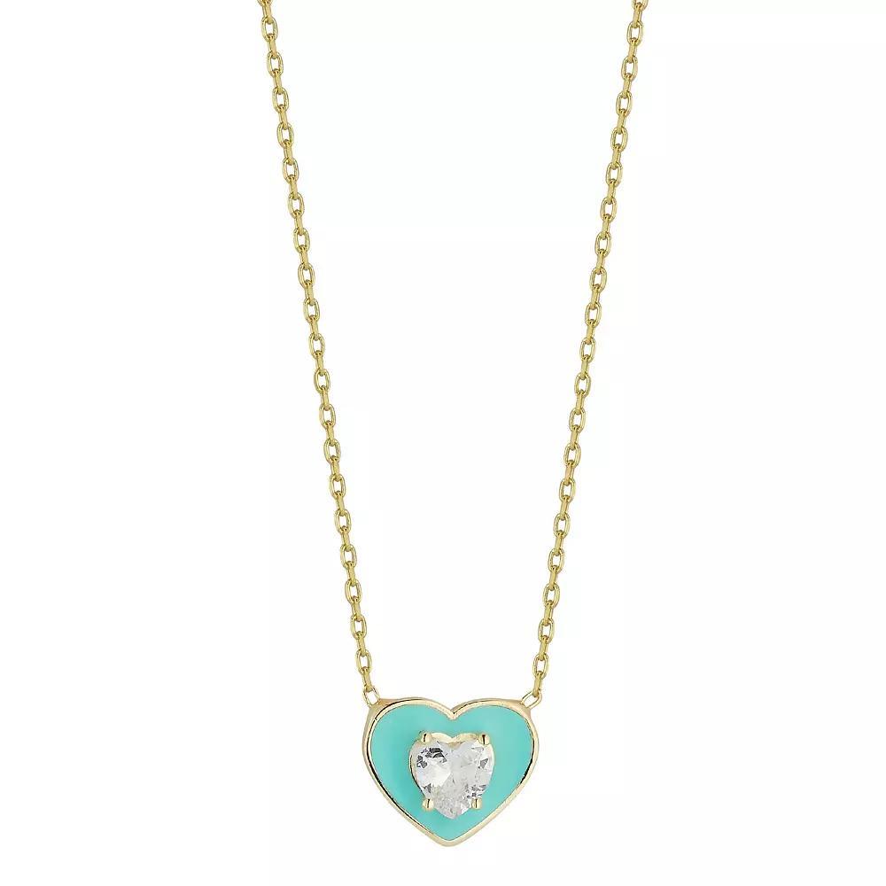 Sunkissed Sterling Cubic Zirconia Heart Pendant Necklace, Women's, Size: 18", Gold Tone Pink Product Image