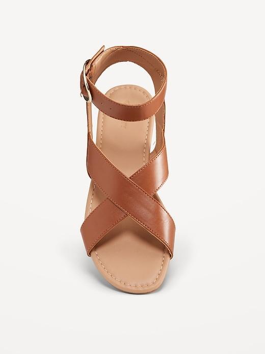 Faux-Leather Cross-Strap Buckle Sandals Product Image