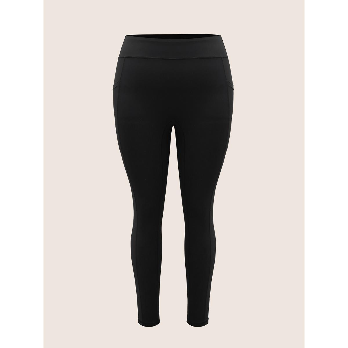 Plus Size High Rise Patched Pocket High Stretch Leggings Women Black Casual High stretch Skinny High Rise Everyday Leggings BloomChic 28/5X Product Image
