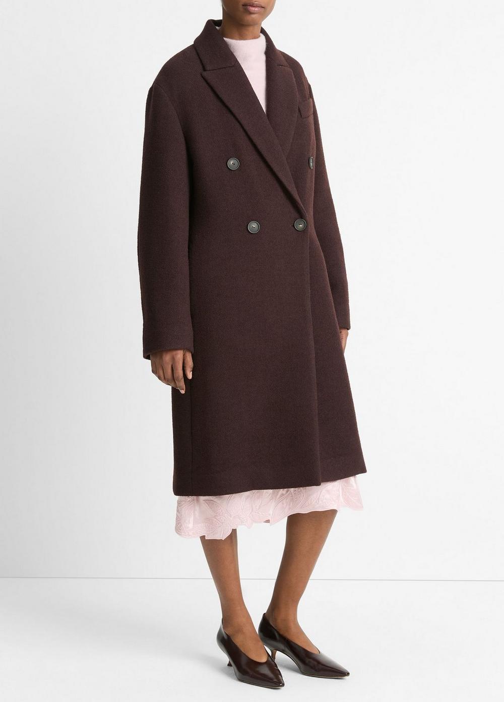 Textured Wool-Blend Double-Breasted Coat Product Image