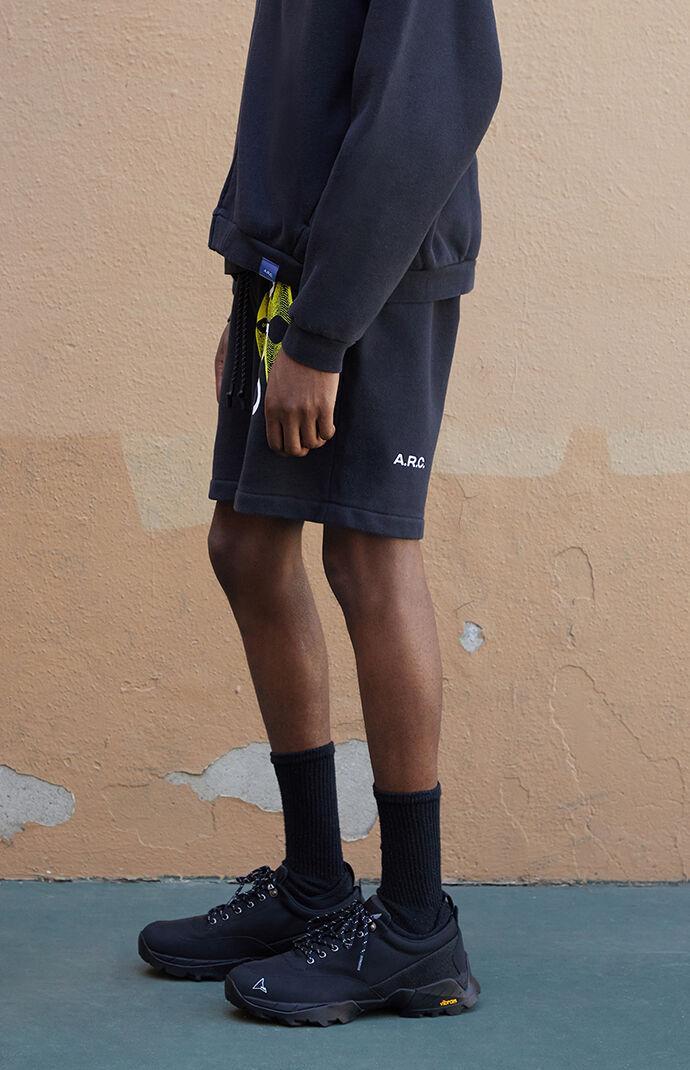 Black Vintage Wash Heavyweight Fleece Sweat Shorts Product Image
