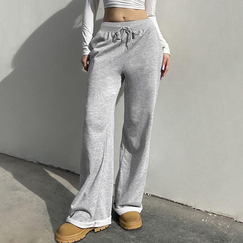 Drawstring Waist Melange Loose Fit Sweatpants Product Image