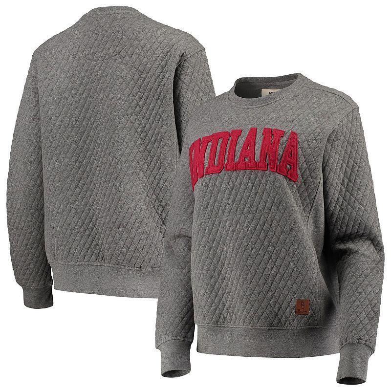 Womens Pressbox Heather Charcoal Indiana Hoosiers Moose Quilted Pullover Sweatshirt Product Image