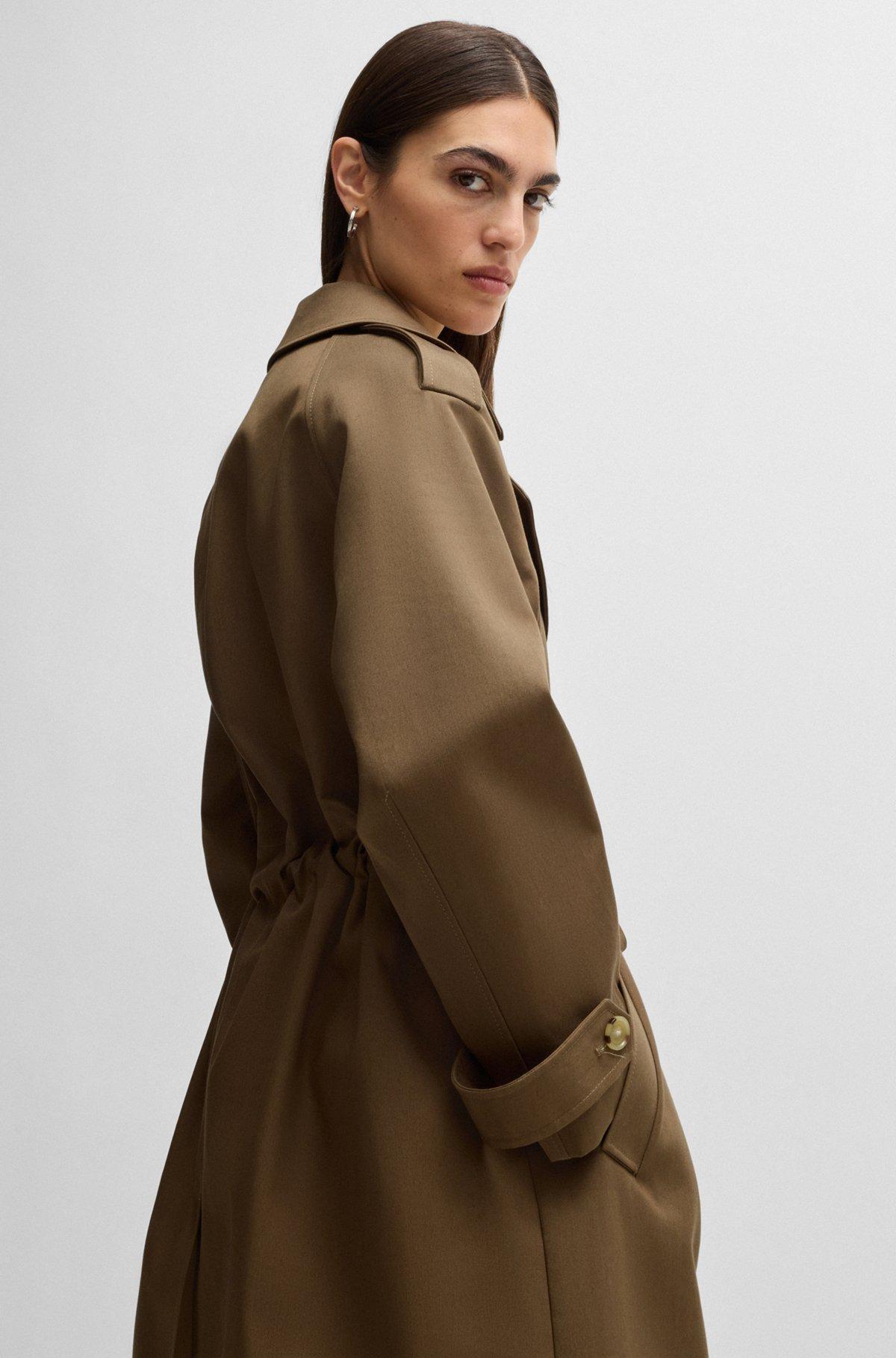 Double-breasted coat in water-repellent cotton Product Image