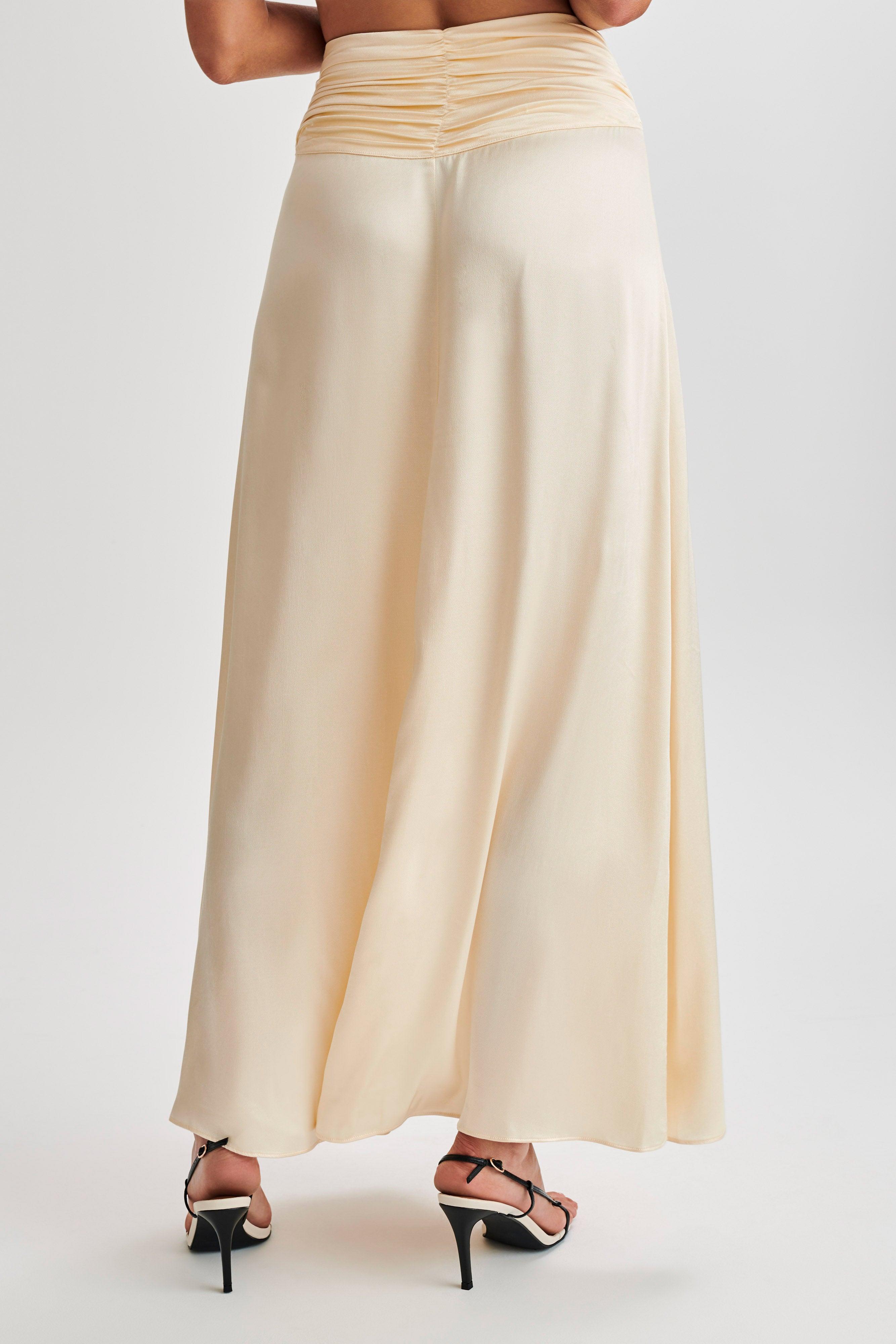 Clara Satin Halter Top - Buttercream Product Image