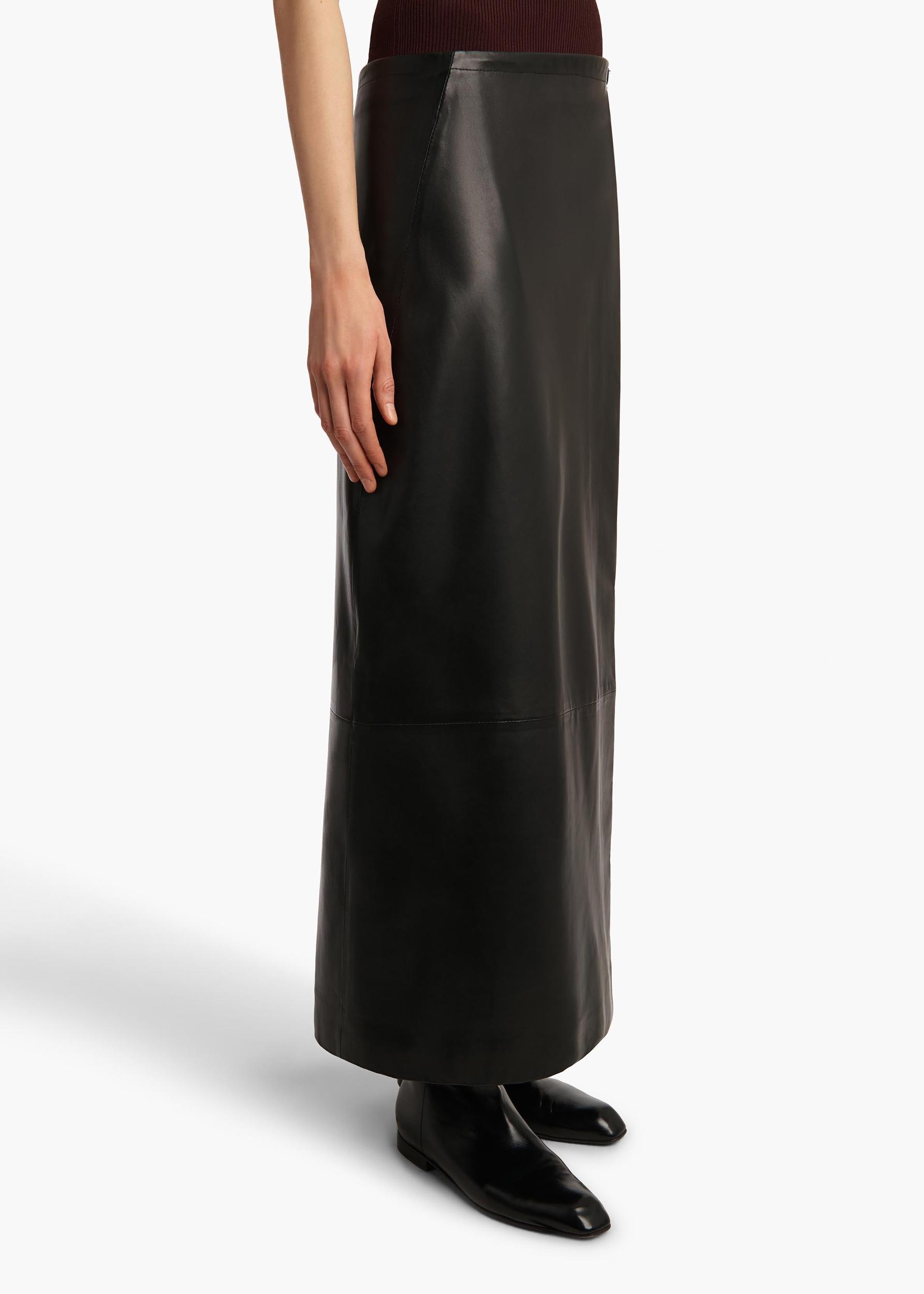 Quinn Skirt in Black Leather Product Image