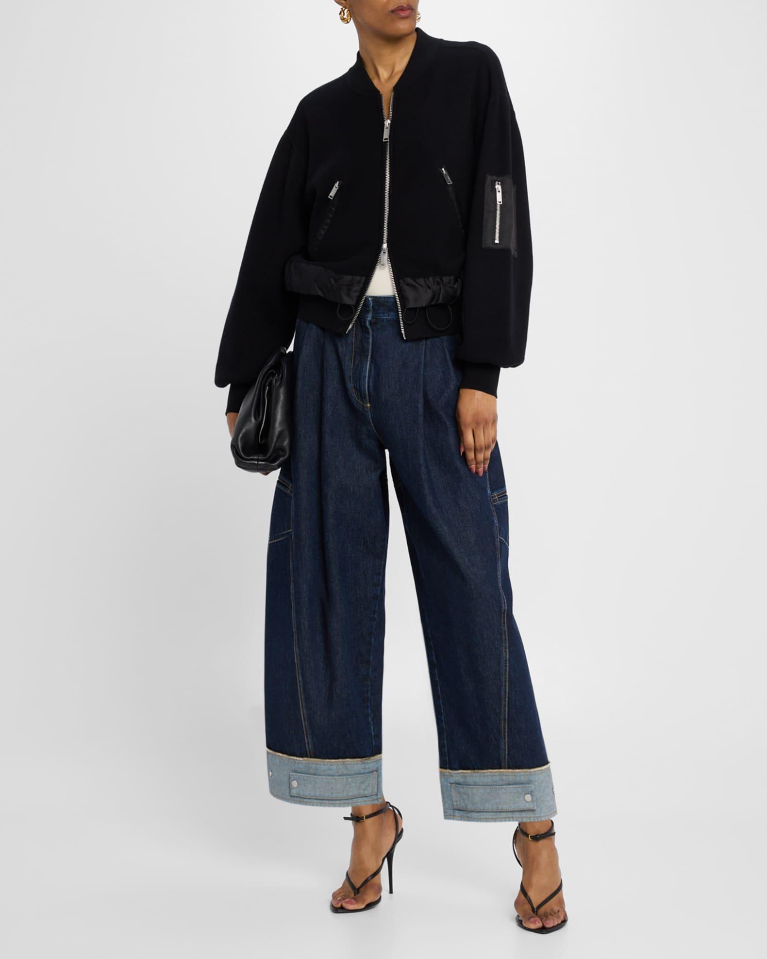 Curved Wide-Leg Cropped Jeans Product Image